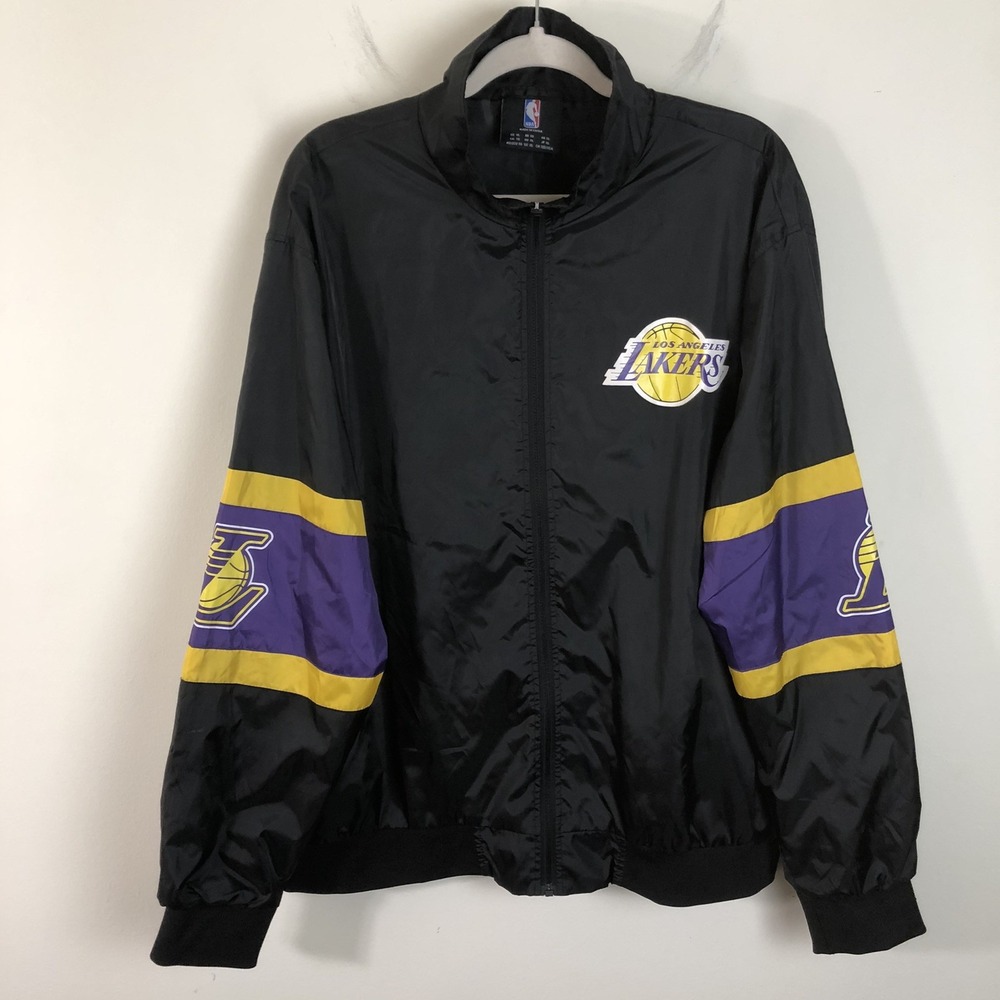 NBA Los Angeles Lakers NBA Full Zip Windbreaker Jacket Men's Sz XL Black Gold